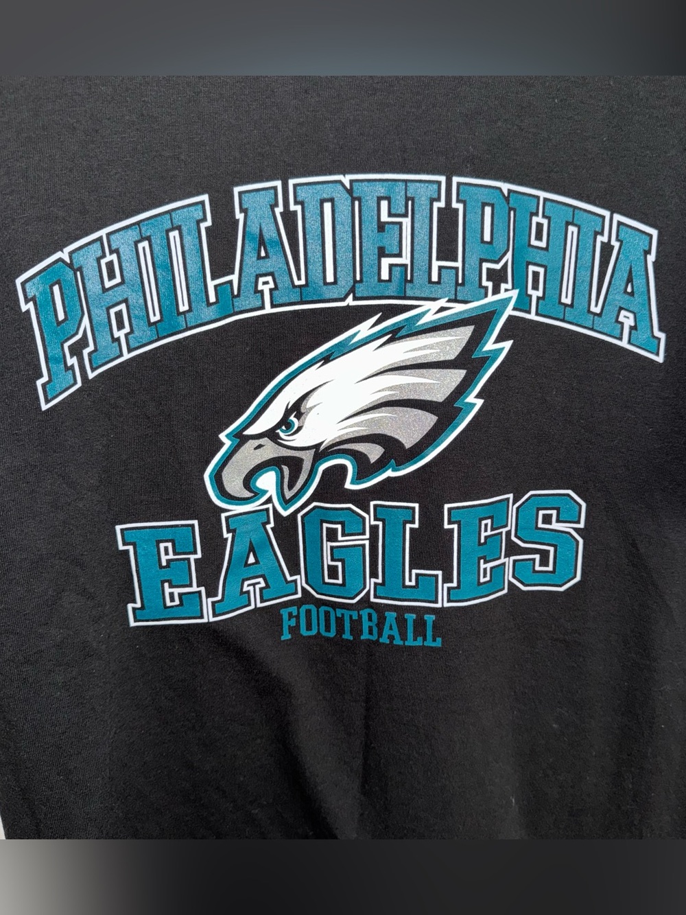 NFL Team Apparel Philadelphia Eagles Football Graphic T-Shirt XL Black Cotton - Picture 4 of 10